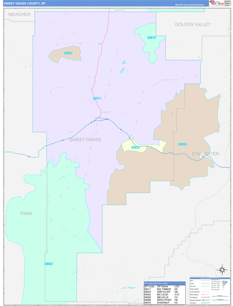 Sweet Grass County, MT Zip Code Map